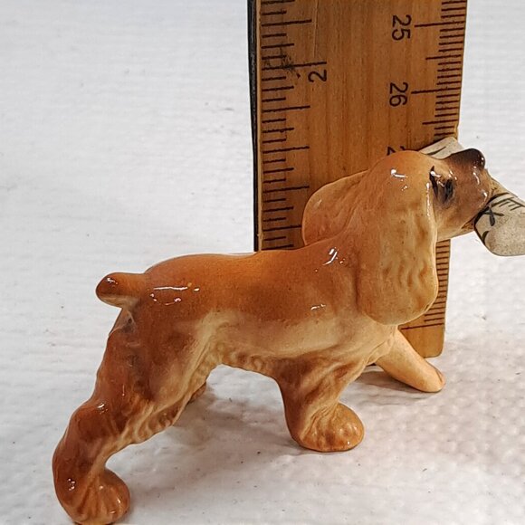 Vintage Hagen Renaker Cocker Spaniel Dog News Paper mini miniature tan brown - Picture 9 of 9